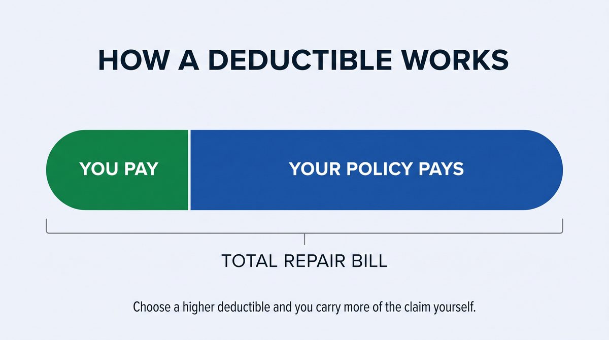 Diagram: a repair bill split into a small You Pay segment and a much larger Your Policy Pays segment